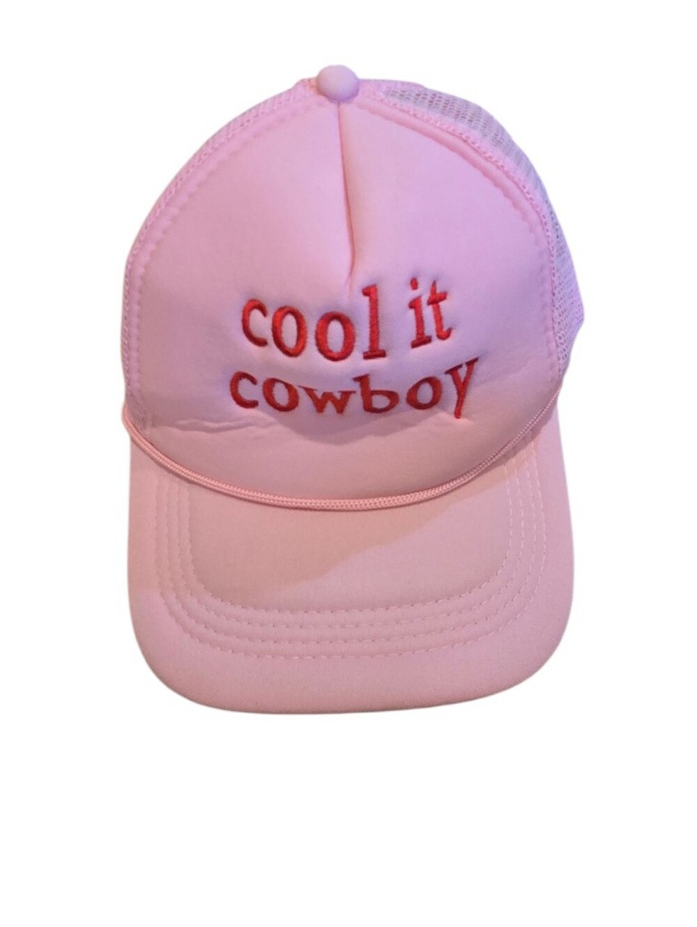 Pink 'Cool It Cowboy' Embroidered Trucker Hat